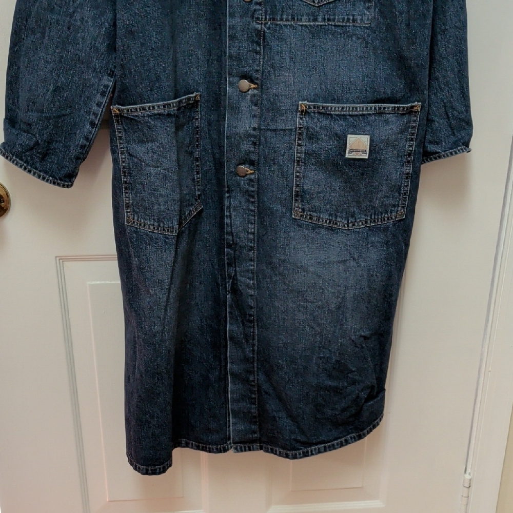 Gap Workwear Dark Blue Long Denim Trench Coat - Picture 5 of 14